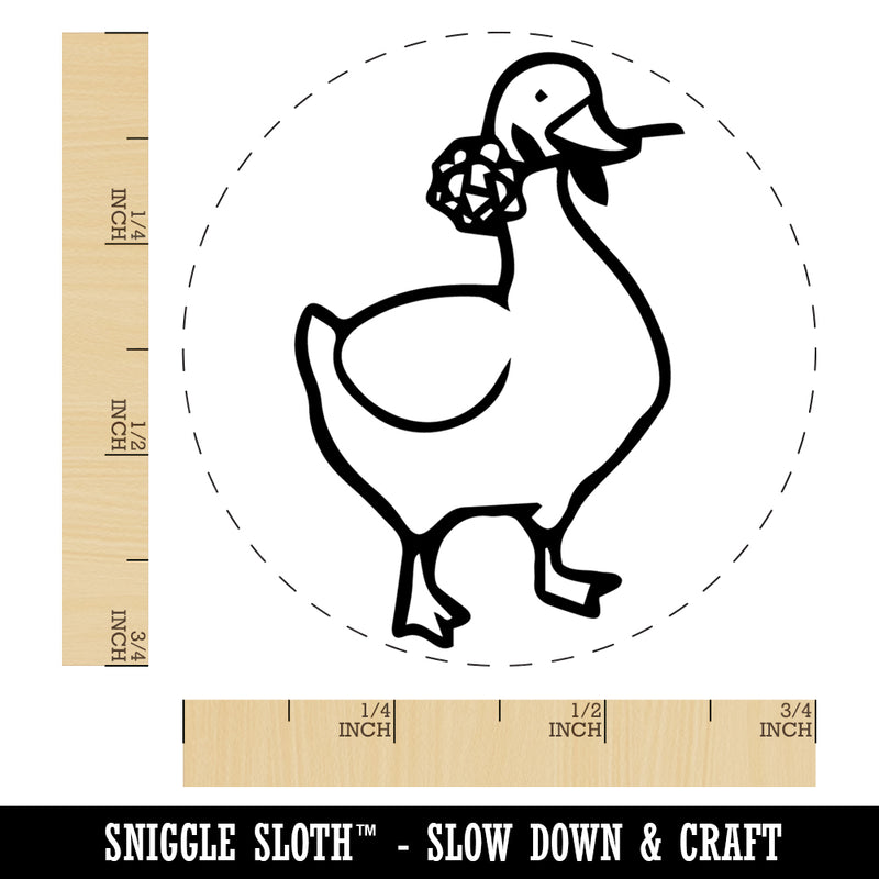 Romantic Goose with Flower Rubber Stamp for Stamping Crafting Planners