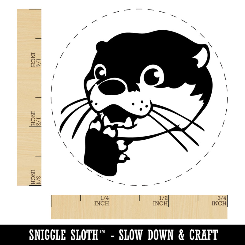 Shocked Surprised Otter Head Rubber Stamp for Stamping Crafting Planners