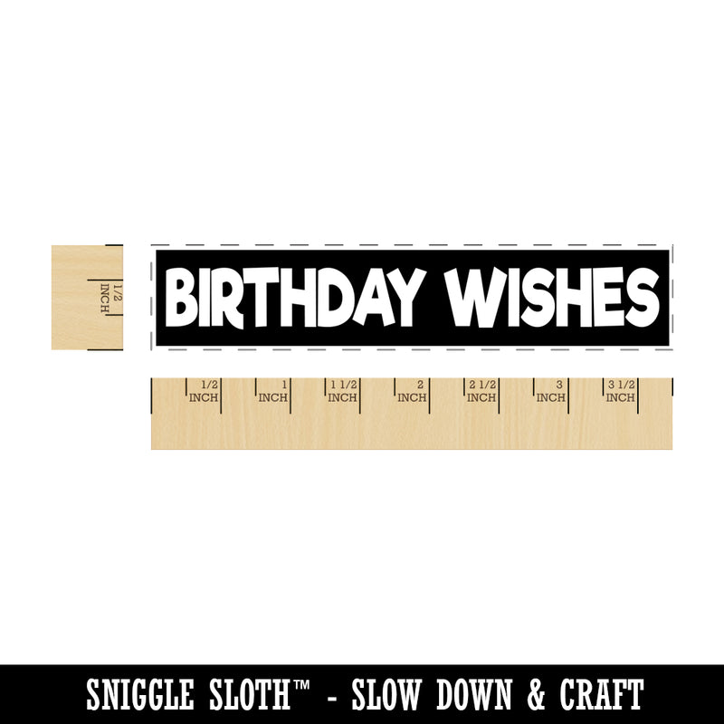 Birthday Wishes Fun Text Rectangle Rubber Stamp for Stamping Crafting