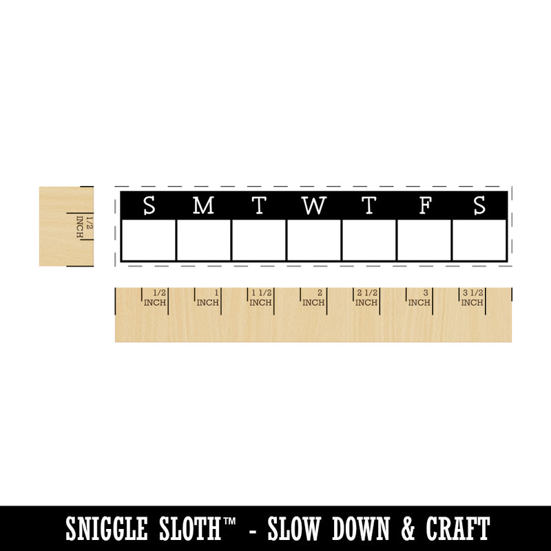 Blank Calendar Sunday Start Goal Habit Tracker Bold Header Rectangle Rubber Stamp for Stamping Crafting