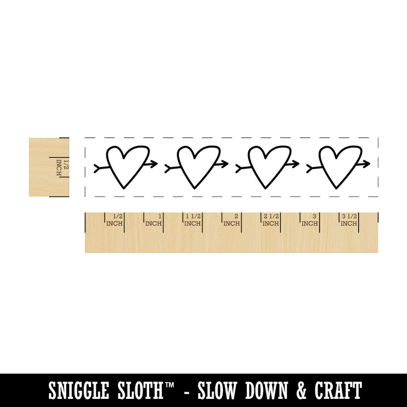 Cute Hearts with Arrows Border Love Anniversary Valentine's Day Rectangle Rubber Stamp for Stamping Crafting