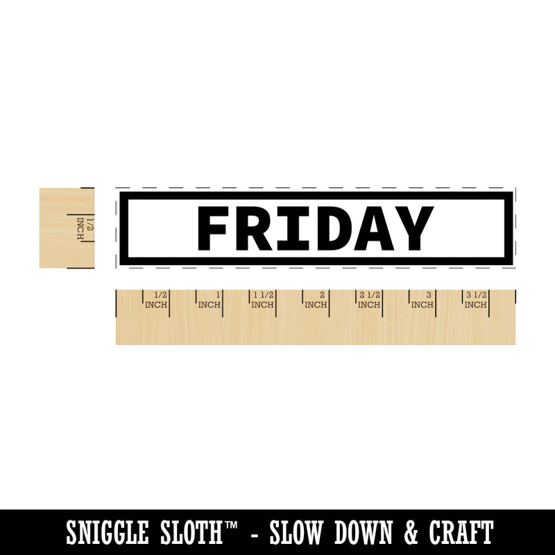 Day of Week Friday Bold Line Border Rectangle Rubber Stamp for Stamping Crafting