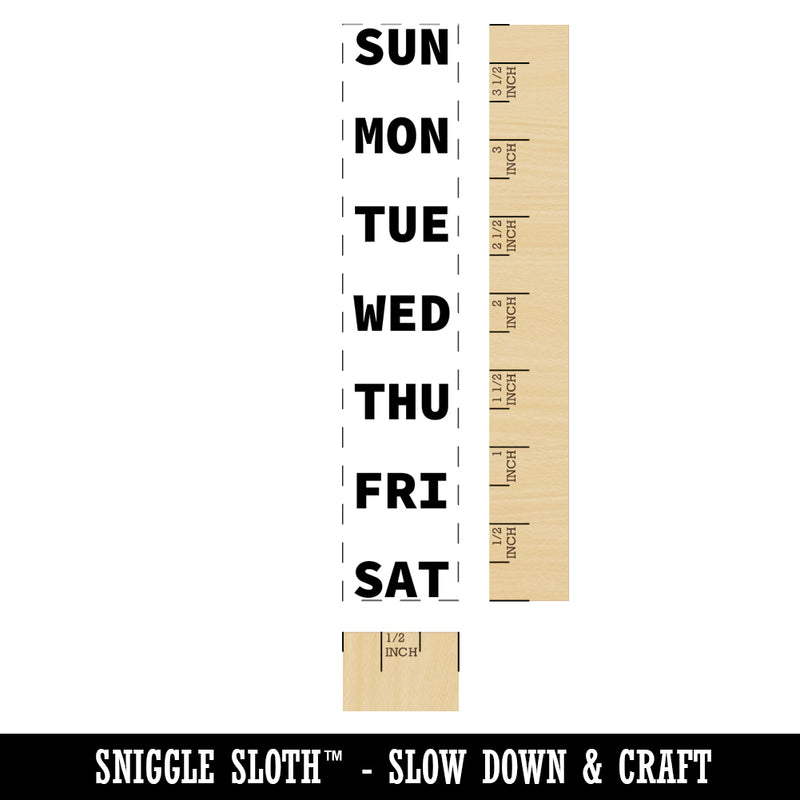 Days of the Week Sunday Start List Bullets Vertical Rectangle Rubber Stamp for Stamping Crafting