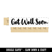 Get Well Soon Cursive Script Rectangle Rubber Stamp for Stamping Crafting