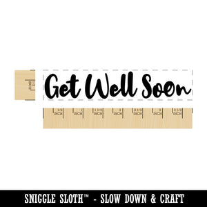 Get Well Soon Cursive Script Rectangle Rubber Stamp for Stamping Crafting