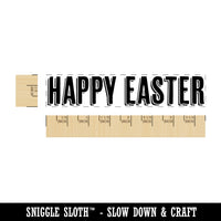 Happy Easter Drop Shadow Rectangle Rubber Stamp for Stamping Crafting