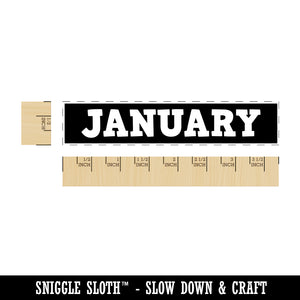 Month January Bold Rectangle Rubber Stamp for Stamping Crafting