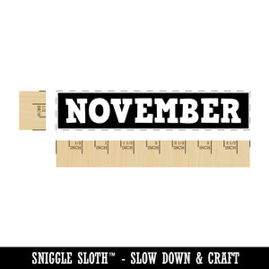 Month November Bold Rectangle Rubber Stamp for Stamping Crafting