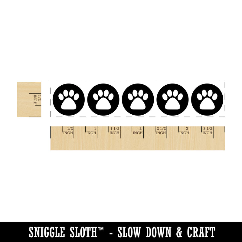Paw Prints in Circles Dog Cat Border Horizontal Rectangle Rubber Stamp for Stamping Crafting