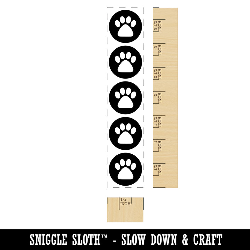 Paw Prints in Circles Dog Cat Check Box List Bullets Vertical Rectangle Rubber Stamp for Stamping Crafting