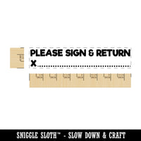 Please Sign and Return with Dotted Line Rectangle Rubber Stamp for Stamping Crafting