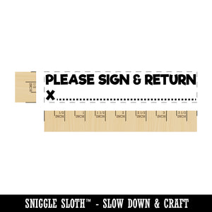 Please Sign and Return with Dotted Line Rectangle Rubber Stamp for Stamping Crafting