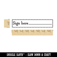 Sign Here Cute Text with Signature Line Rectangle Rubber Stamp for Stamping Crafting