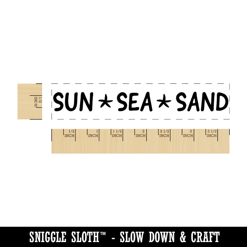 Sun Sea Sand Beach Ocean Starfish Rectangle Rubber Stamp for Stamping Crafting