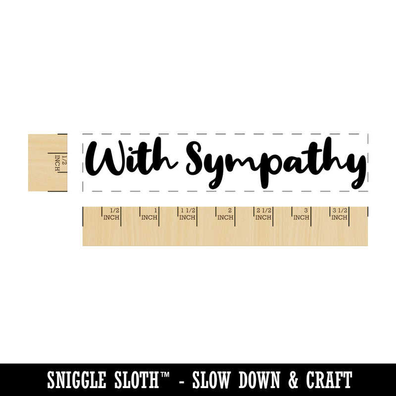 With Sympathy Cursive Script Rectangle Rubber Stamp for Stamping Crafting