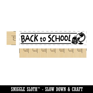 Back to School Globe and Backpack Rectangle Rubber Stamp for Stamping Crafting