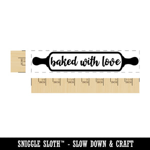 Baked with Love Rolling Pin Rectangle Rubber Stamp for Stamping Crafting