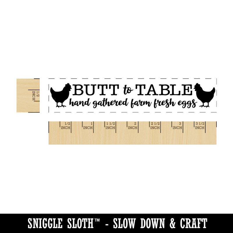 Butt to Table Hand Gathered Eggs with Chickens Rectangle Rubber Stamp for Stamping Crafting