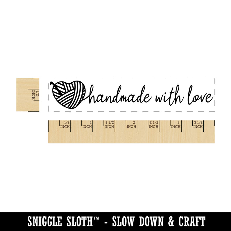 Crochet Handmade with Love Rectangle Rubber Stamp for Stamping Crafting