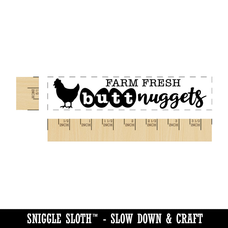 Farm Fresh Butt Nuggets with Chicken Eggs Rectangle Rubber Stamp for Stamping Crafting