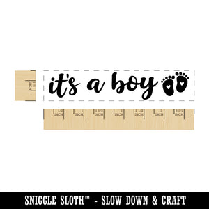 It's a Boy Baby Feet Shower Rectangle Rubber Stamp for Stamping Crafting