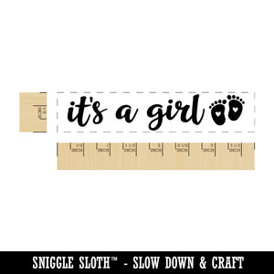 It's a Girl Baby Feet Shower Rectangle Rubber Stamp for Stamping Crafting