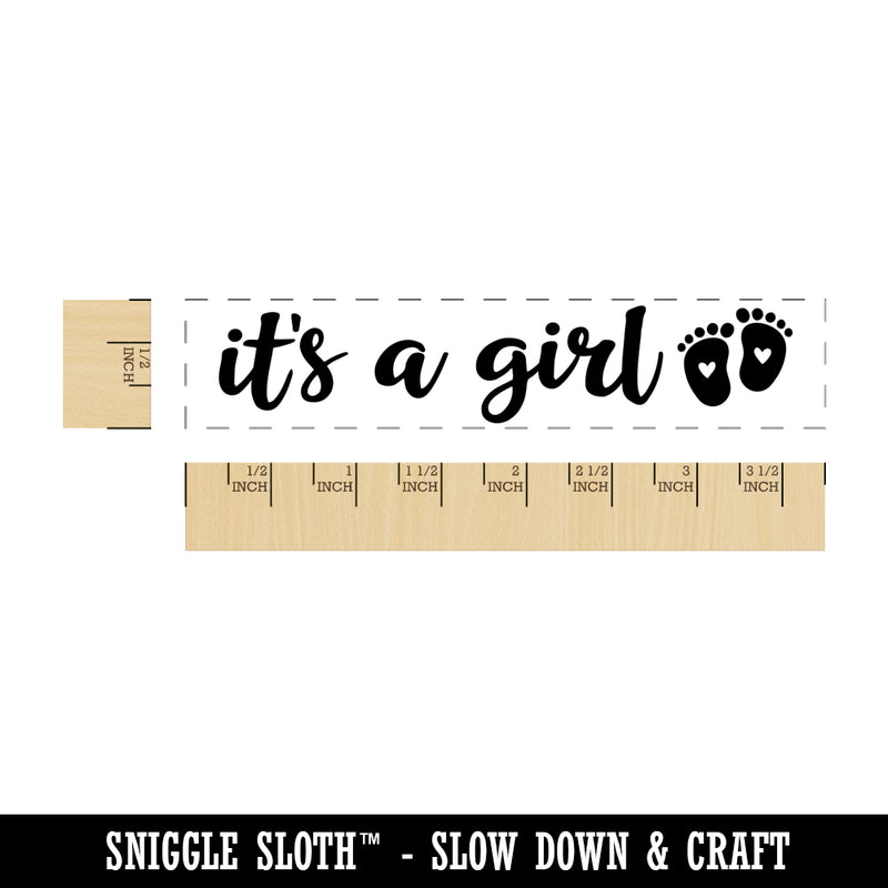 It's a Girl Baby Feet Shower Rectangle Rubber Stamp for Stamping Crafting