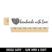 Knitting Handmade with Love Yarn Heart Rectangle Rubber Stamp for Stamping Crafting