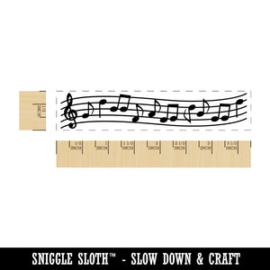 Music Staff with Notes Rectangle Rubber Stamp for Stamping Crafting