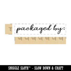 Packaged By Cursive Script Rectangle Rubber Stamp for Stamping Crafting