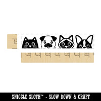 Peeking Cats & Dogs Rectangle Rubber Stamp for Stamping Crafting