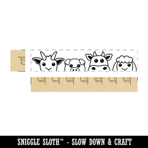 Peeking Farm Animals Goat Pig Cow Sheep Rectangle Rubber Stamp for Stamping Crafting