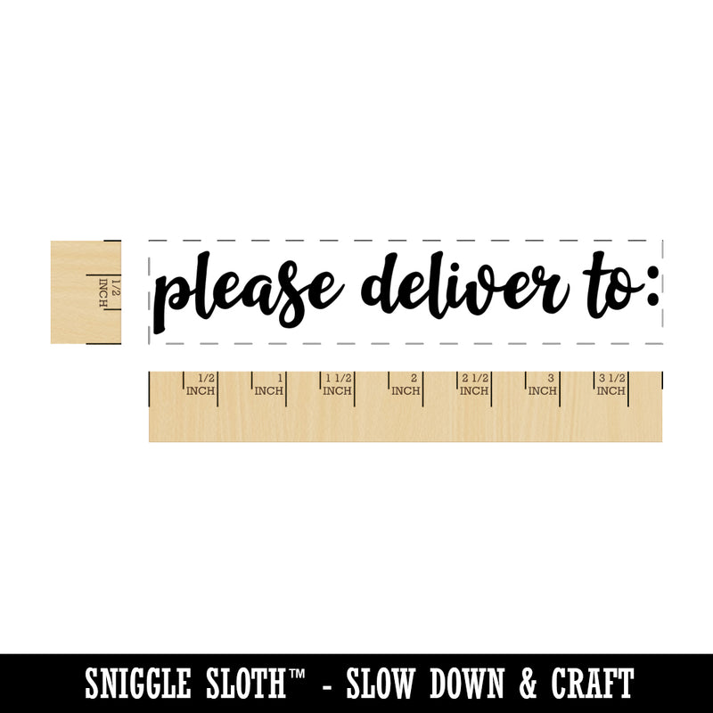 Please Deliver To Cursive Script Rectangle Rubber Stamp for Stamping Crafting