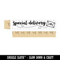 Special Delivery Script Mail Envelope with Heart Rectangle Rubber Stamp for Stamping Crafting