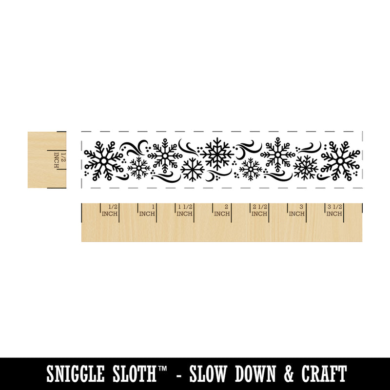 Swirling Winter Snowflakes Border Rectangle Rubber Stamp for Stamping Crafting