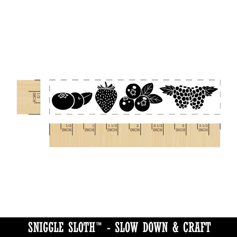 Bunches of Berries Border Raspberry Blueberry Strawberry Cranberry Rectangle Rubber Stamp for Stamping Crafting