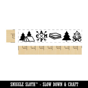 Camping Border Pine Tree Smores Campfire Tent Woods Rectangle Rubber Stamp for Stamping Crafting