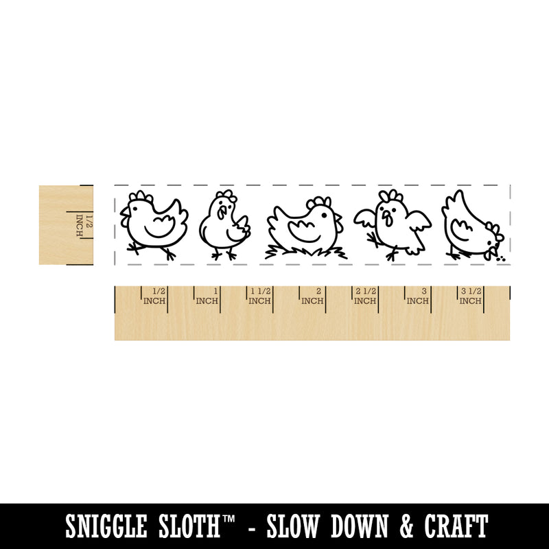 Cartoony Chicken Border Rectangle Rubber Stamp for Stamping Crafting