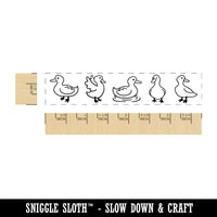 Cartoony Duck Border Rectangle Rubber Stamp for Stamping Crafting