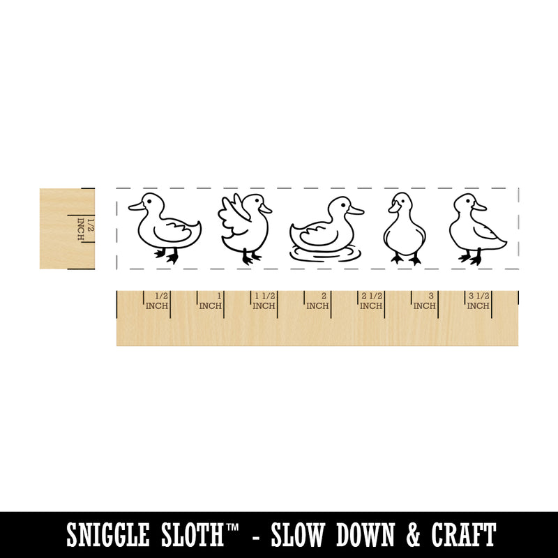 Cartoony Duck Border Rectangle Rubber Stamp for Stamping Crafting