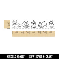 Chibi Frenchie French Bulldog Dog Border Rectangle Rubber Stamp for Stamping Crafting