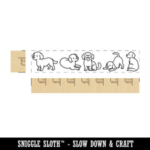 Chibi Labrador Retriever Dog Border Rectangle Rubber Stamp for Stamping Crafting