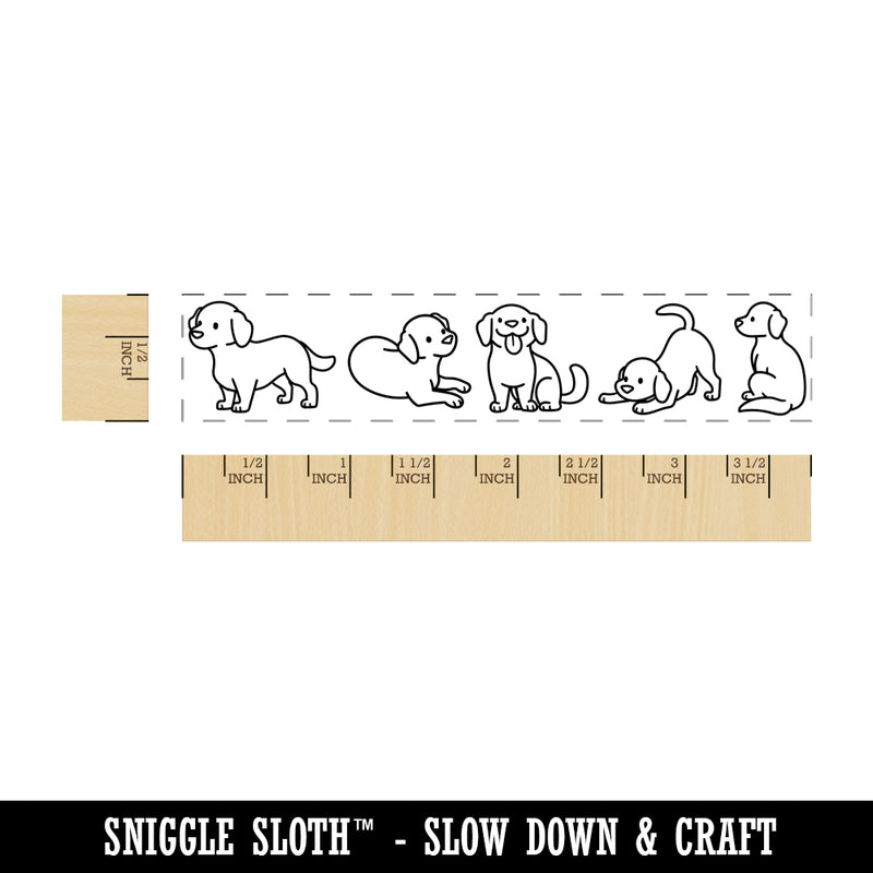 Chibi Labrador Retriever Dog Border Rectangle Rubber Stamp for Stamping Crafting