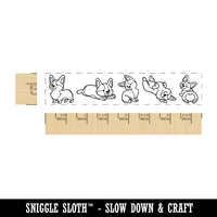 Chibi Pembroke Welsh Corgi Dog Border Rectangle Rubber Stamp for Stamping Crafting