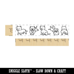 Chibi Pit Bull Bully Dog Border Rectangle Rubber Stamp for Stamping Crafting