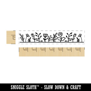 Flowers in a Row Floral Border Rectangle Rubber Stamp for Stamping Crafting