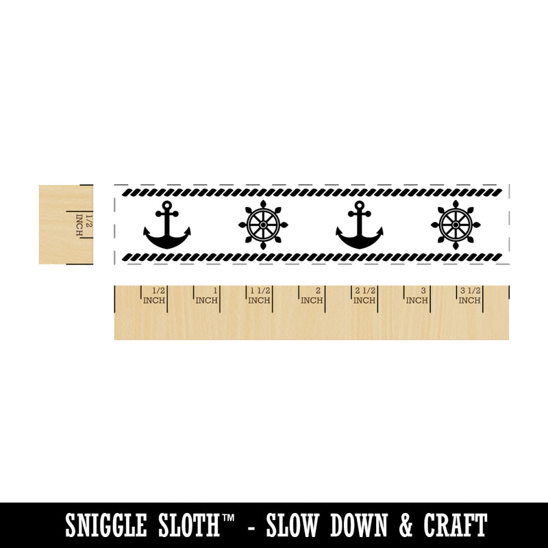 Nautical Border Anchor Ship Wheel Rectangle Rubber Stamp for Stamping Crafting