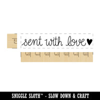 Sent with Love Cursive Rectangle Rubber Stamp for Stamping Crafting