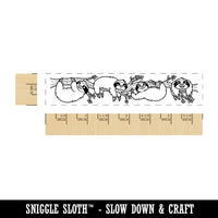Sloths Hanging Around Border Rectangle Rubber Stamp for Stamping Crafting
