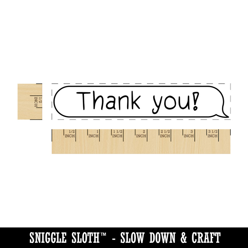 Thank You Chat Bubble Rectangle Rubber Stamp for Stamping Crafting